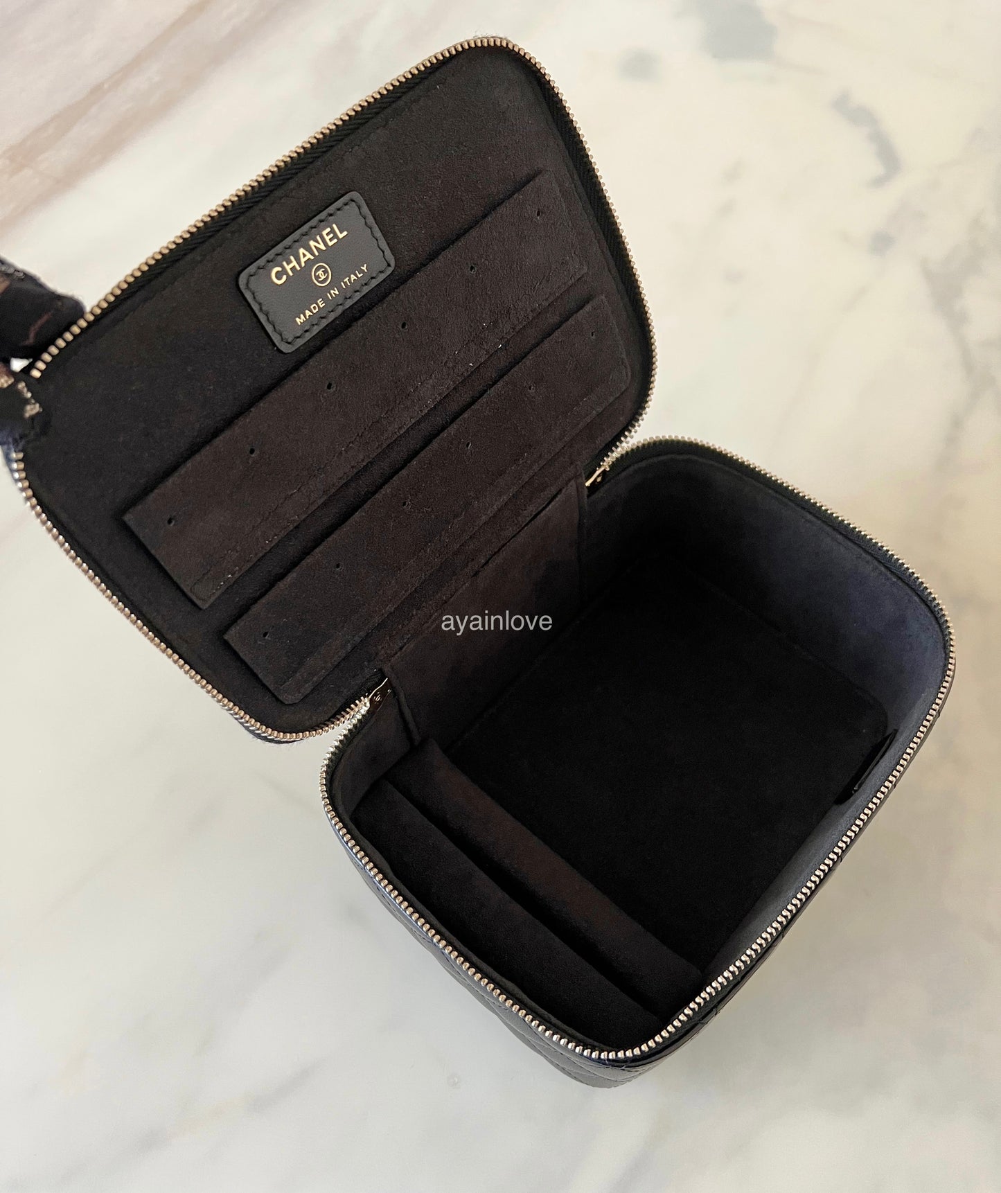 CHANEL Black Lambskin Small Jewellery Vanity Bag Light Gold Hardware