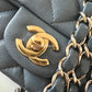 CHANEL 18B Grey Caviar Rectangular Mini Flap Bag Light Gold Hardware