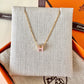 HERMES H Pop Mini Pink Rose Dragee Necklace Gold Hardware