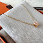 HERMES H Pop Mini Pink Rose Dragee Necklace Gold Hardware