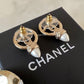 CHANEL 22C Round CC Crystal Stud Earrings Light Gold Hardware