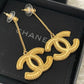 CHANEL Baroque Large CC Dangle Stud Earrings Gold Hardware