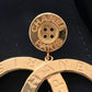 CHANEL 20A CC Paris Button Large Drop Earrings Gold Hardware