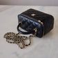 CHANEL Black Lamb Skin Top Handle Vanity Light Gold Hardware