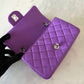 CHANEL 20C Purple Lambskin Quilted Rectangular Mini Flap Bag Silver Hardware