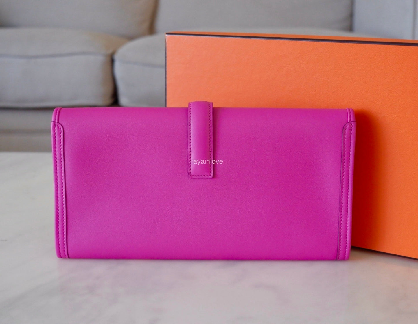 HERMES Jige Elan 29 Veau Swift Clutch Magnolia C Stamp