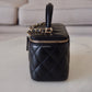 CHANEL Black Lamb Skin Top Handle Vanity Light Gold Hardware