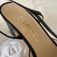 CHANEL Black Goatskin and Grosgrain Classic Slingback Heel Shoes Size 36.5 EU