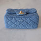 CHANEL 22C Blue Denim Pearl Crush Square Mini Flap Bag Gold Hardware