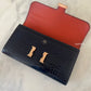 HERMES Constance Blue Indigo Bicolor Verso Shiny Alligator Long Wallet To Go Rose Gold Hardware