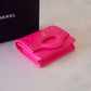 CHANEL 31 Hot Pink Shiny Calfskin Flap Card Holder Light Gold Hardware