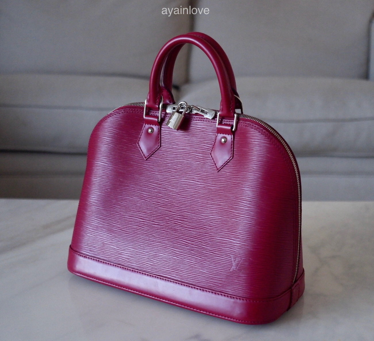 LOUIS VUITTON LV Alma PM Fuchsia Epi Leather Bag Silver Hardware