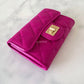 CHANEL 22A Dark Pink Fuchsia Calfskin Reissue Snap Card Holder Brushed Gold Hardware