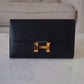 HERMES Constance Noir Black Epsom Long Flap Wallet Gold Hardware