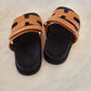 HERMES Tan Chypre Calfskin Sandals Size 36.5 EU