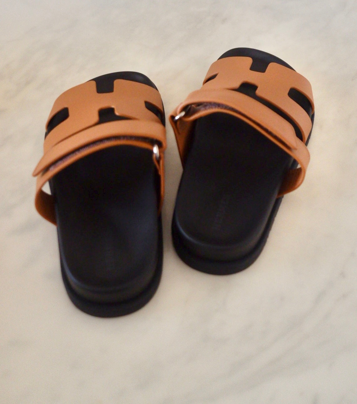 HERMES Tan Chypre Calfskin Sandals Size 36.5 EU