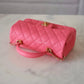 CHANEL 21S Pink Caviar Top Handle Rectangular Mini Brushed Gold Hardware