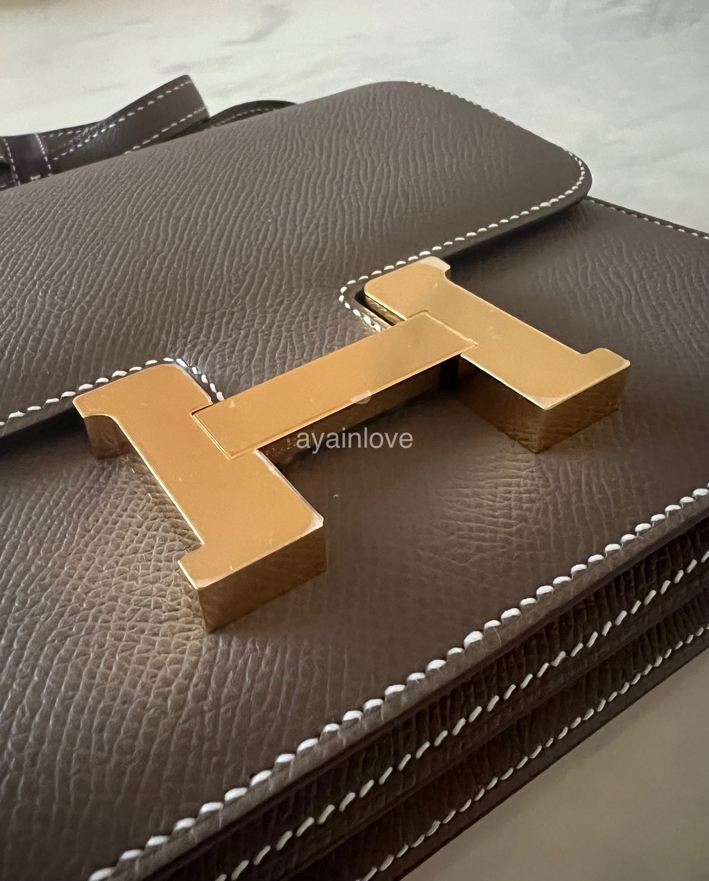 HERMES Constance Mini 18 Etoupe Epsom Gold Hardware B Stamp