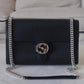 GUCCI Black Smooth Calfskin Medium Interlocking G Shoulder Bag Silver Hardware