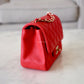 CHANEL 13S Red Lambskin Quilted Square Mini Flap Bag Matte Gold Hardware