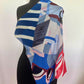 CHANEL Blue Red Cotton Square Scarf 60cm