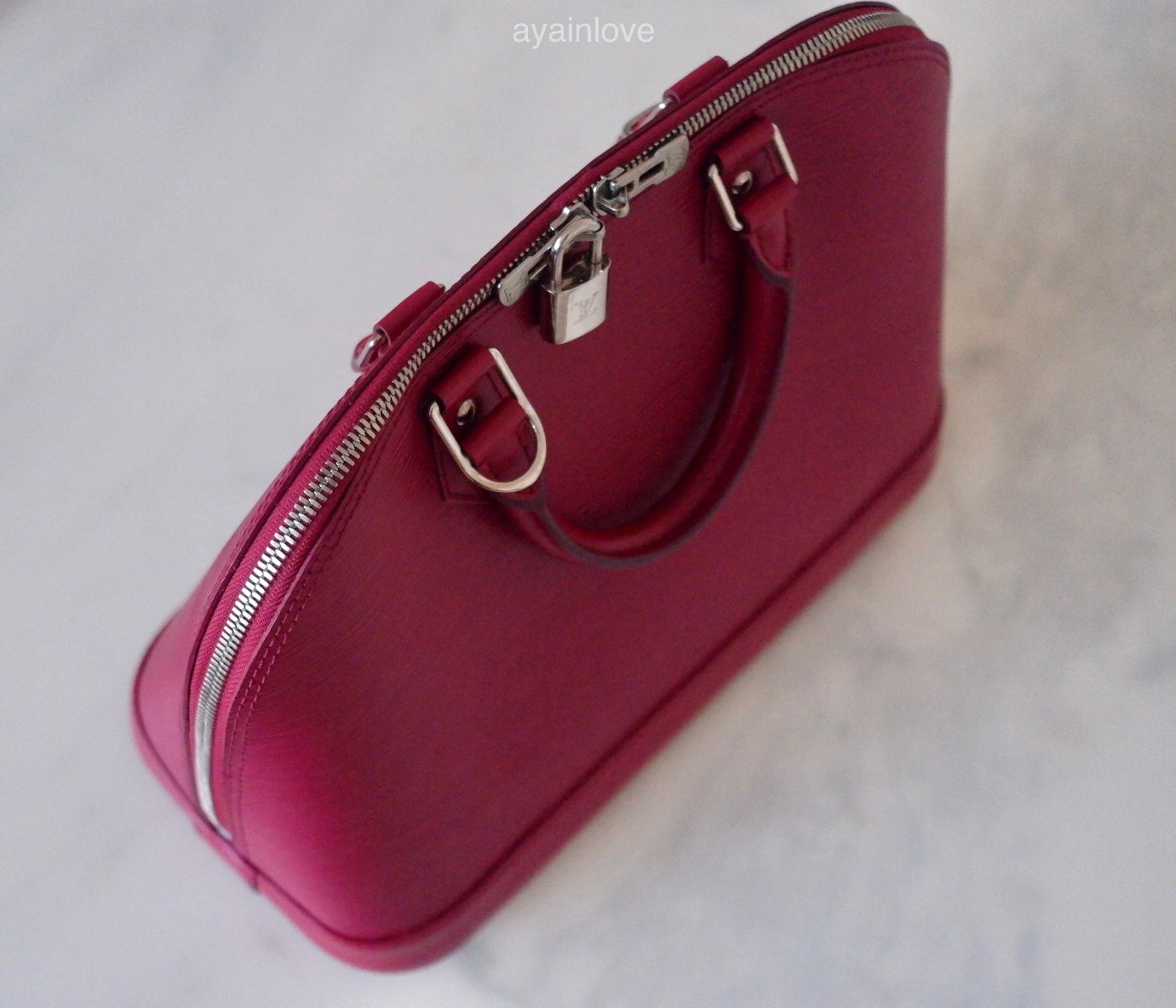 LOUIS VUITTON LV Alma PM Fuchsia Epi Leather Bag Silver Hardware