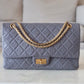 CHANEL Grey Calfskin 2.55 Reissue 227 Flap Bag Brushed Gold Hardware 14 Series