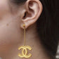 CHANEL Baroque Large CC Dangle Stud Earrings Gold Hardware