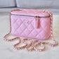 CHANEL 22C Pink Caviar Classic Rectangular Vanity On Chain Light Gold Hardware