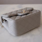 CHANEL 22C Light Grey Lamb Skin Quilted Square Mini Flap Bag Light Gold Hardware