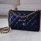 CHANEL Black Caviar Classic Microchipped Wallet On Chain Gold Hardware