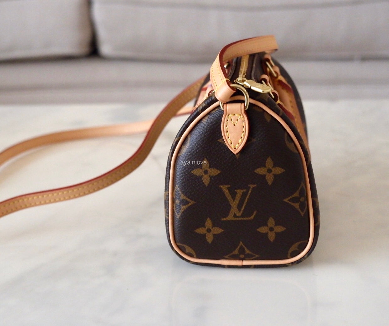 LOUIS VUITTON LV Nano Speedy Monogram Bag *Old Version* Gold Hardware