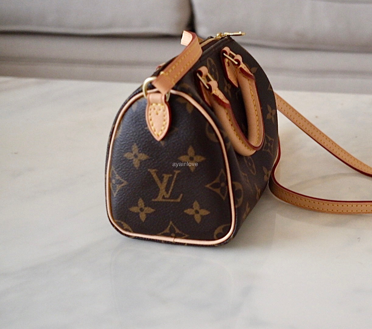 LOUIS VUITTON LV Nano Speedy Monogram Bag *Old Version* Gold Hardware