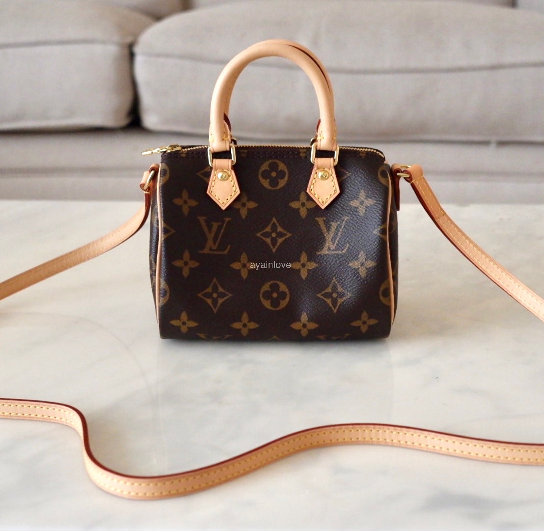 LOUIS VUITTON LV Nano Speedy Monogram Bag *Old Version* Gold Hardware