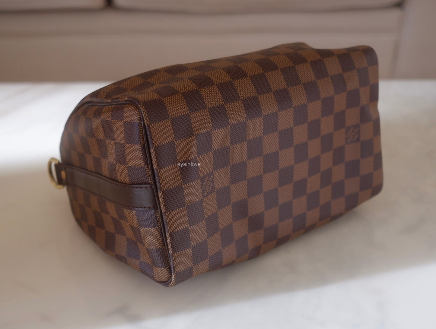 LOUIS VUITTON LV Speedy Bandouliere 25 Damier Ebene Gold Hardware