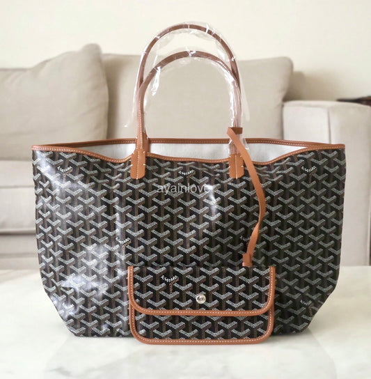 GOYARD St Saint Louis PM Brown and Black Tote Bag