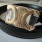 CELINE Small Black Triomphe Belt Calf Skin Size 90