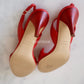 HERMES Premiere Red Rogue Shoes Heel Sandals Size 38