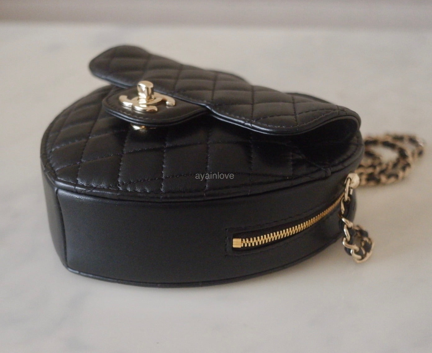 CHANEL 22S Black Large Heart Bag CC in Love Light Gold Hardware