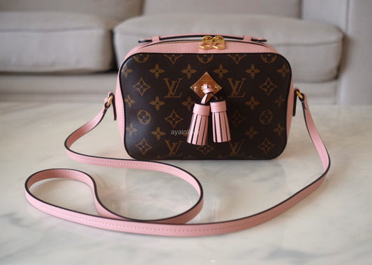 LOUIS VUITTON Saitonge Monogram Pink Rose Poudre Calf Skin Leather Gold Hardware