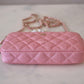 CHANEL 19S Iridescent Pink Caviar Phone Clutch on Chain Detachable Strap Light Gold Hardware