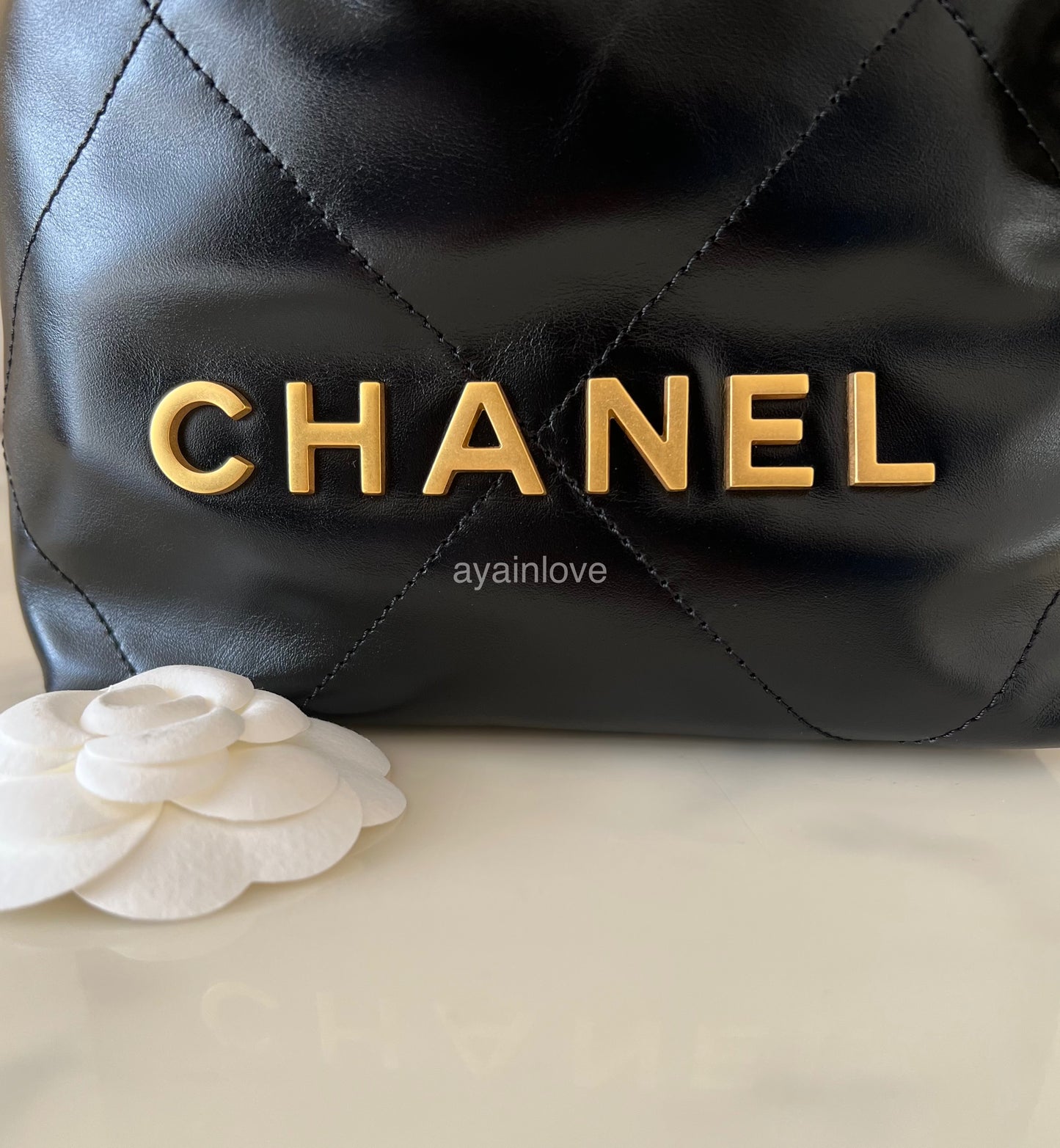 CHANEL 23S Mini 22 Light Blue Shiny Calf Skin Bag Gold Hardware – AYAINLOVE  CURATED LUXURIES