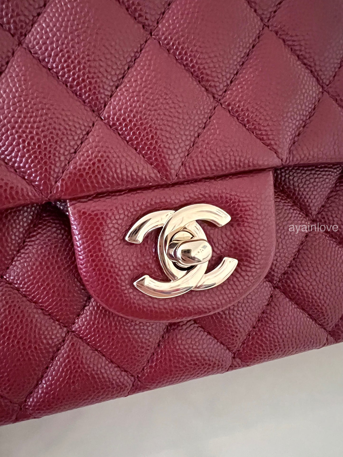 CHANEL 19B Burgundy Caviar Medium/Large Classic Flap Light Gold Hardware