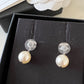 CHANEL Pearl Drop CC Stud Earrings Silver Hardware