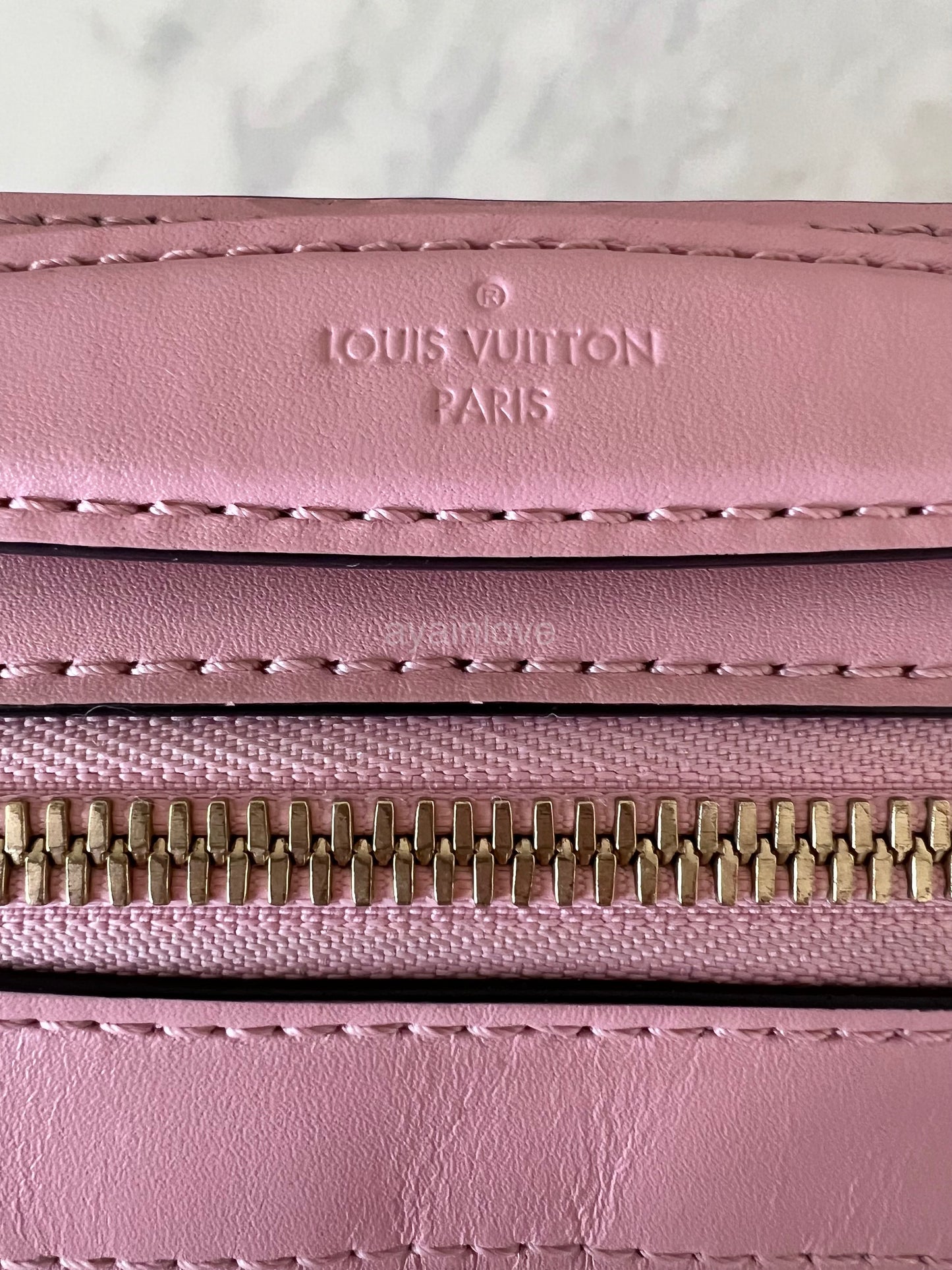 LOUIS VUITTON Saitonge Monogram Pink Rose Poudre Calf Skin Leather Gold Hardware