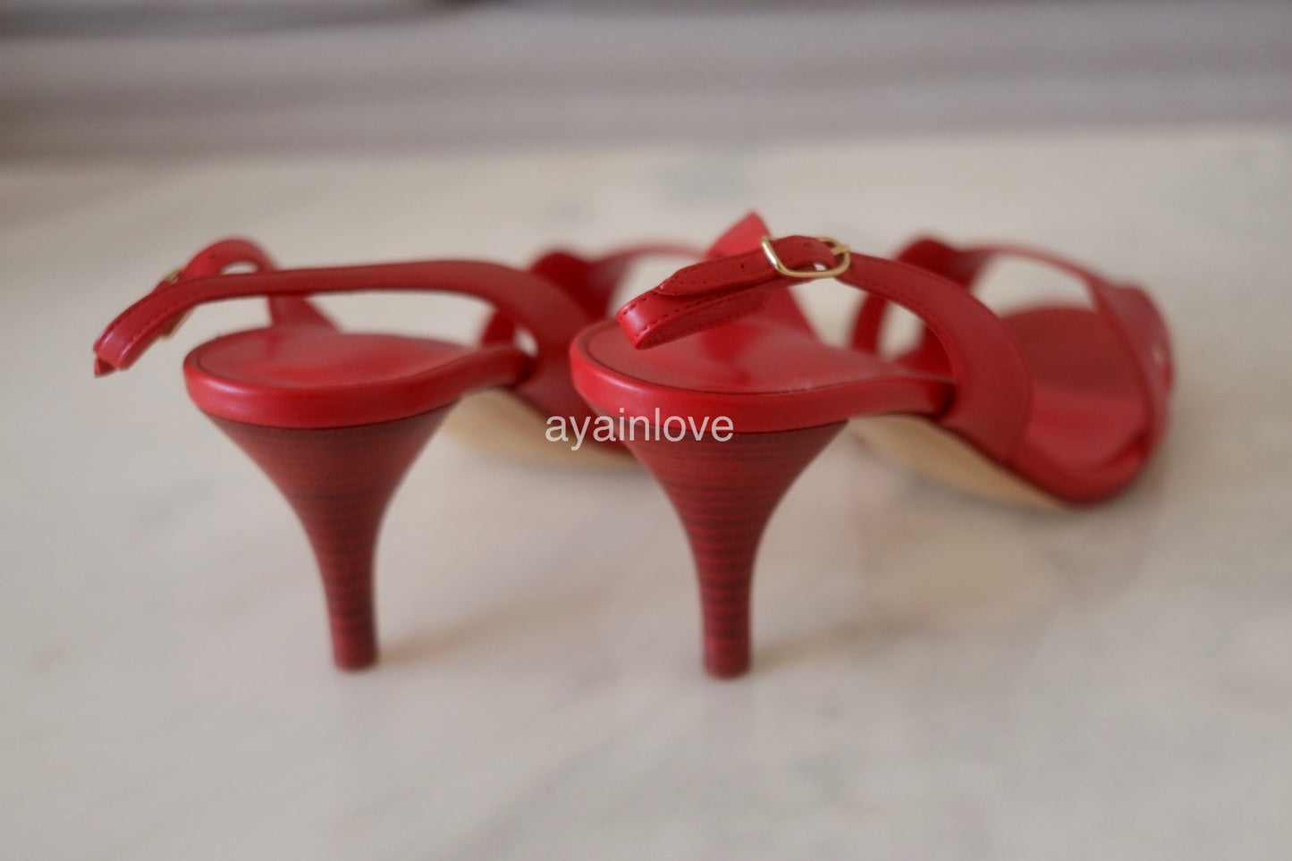 HERMES Premiere Red Rogue Shoes Heel Sandals Size 38