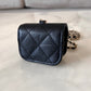 CHANEL Black Caviar AirPods Pro Case Quilted Flap Necklace Strap  Gold Hardware