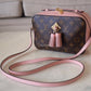 LOUIS VUITTON Saitonge Monogram Pink Rose Poudre Calf Skin Leather Gold Hardware