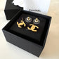 CHANEL 23C Gold Crystal CC Stud Earrings