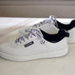 CHANEL White Leather Script CC Logo Weekend Sneakers Trainers Shoes Size 38 EU